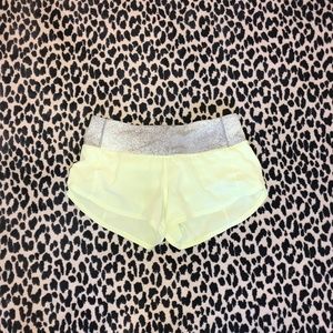 Lululemon Neon Yellow Speed Ups 2.5” Inseam
